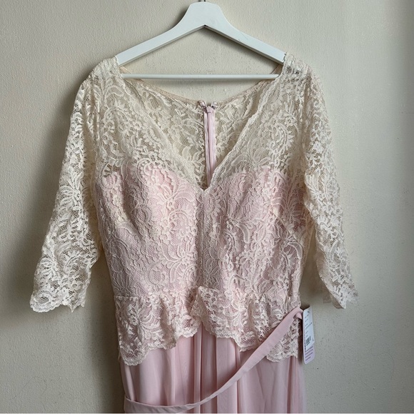 NWT Jenny Packham JP1011 3/4 Sleeve Bridesmaid Back Lace Maxi Gown plus size 14R - Picture 2 of 7